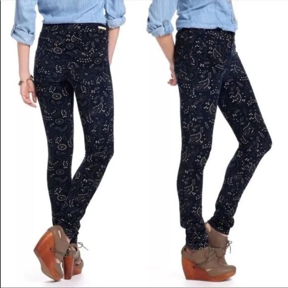 Anthropologie Pilcro & The Letterpress Navy/Cream Print Serif Cords Sz 29